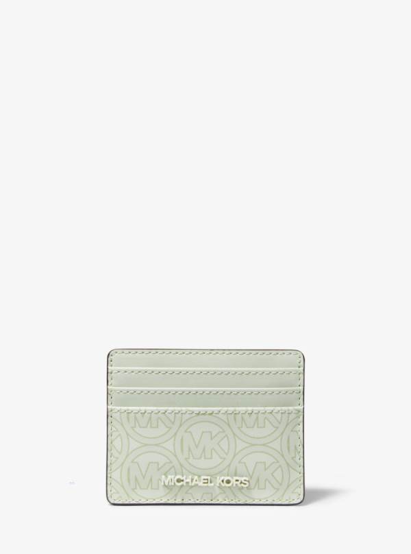Damske Penazenky Michael Kors Jodie Logo Jacquard Card Case Zelene - Doplnky Michael Kors Levně | ICSWK-3826